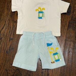 Boys Florence Eiseman Swim Short Set Gold Appliqué 12 Months